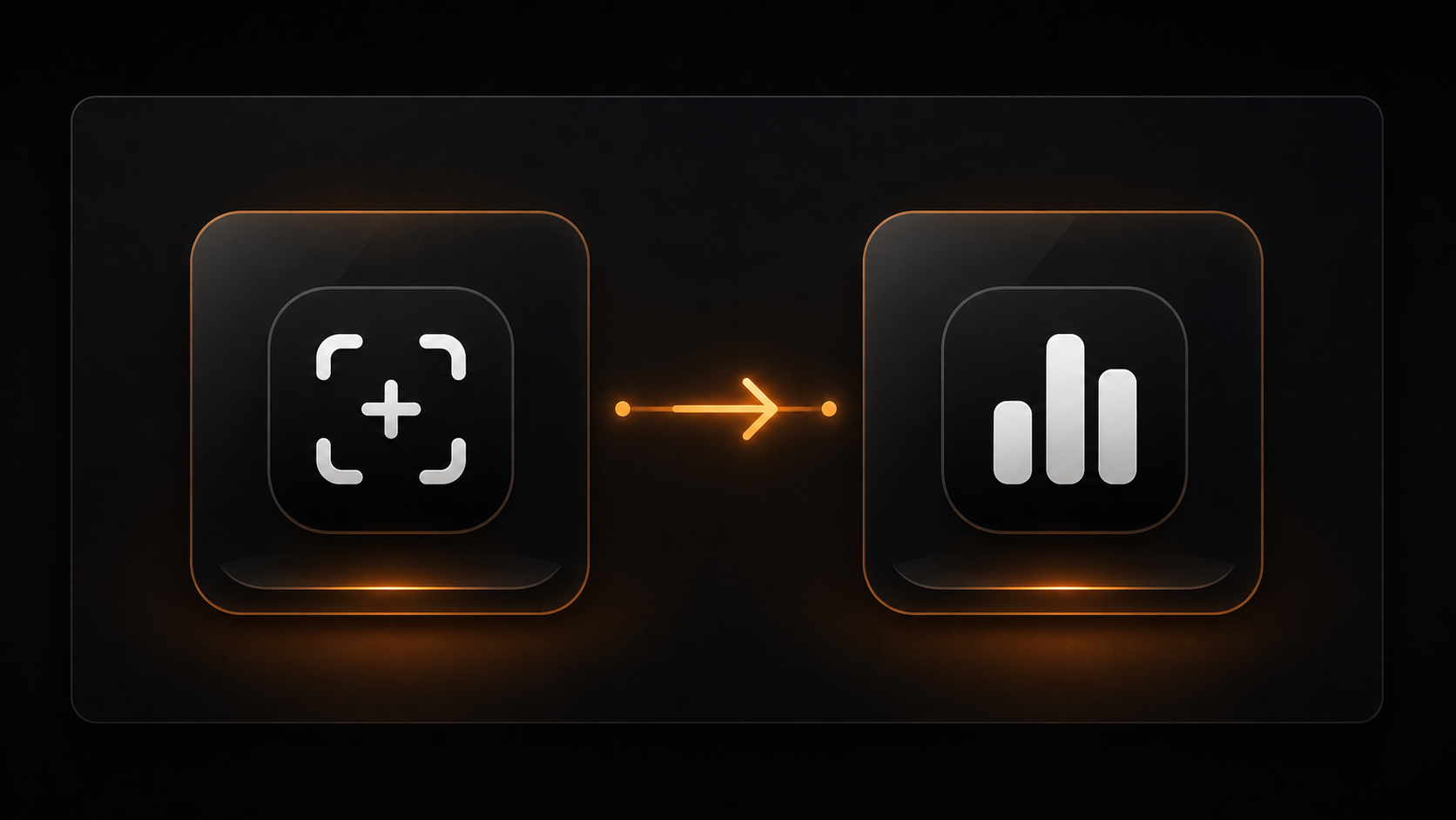 Dark visual of two Mac app tiles connected by an amber arrow from Capture to Draw Stats